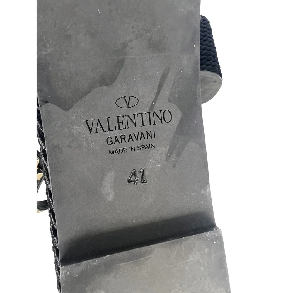 Valentino Garavani Rockstud Calfskin Wedge Sandals Black Size 41